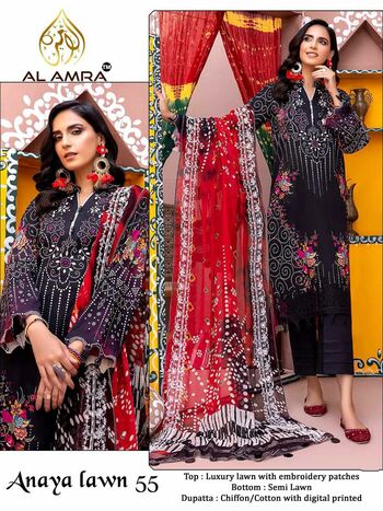 AL AMRA ANAYA LAWN CHUNRI COLLECTION 2022