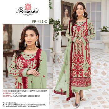 RAMSHA R 449 NX GEORGETTE PAKISTANI SALWAR SUITS CATALOGUE