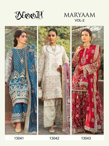 NOOR MARYAAM VOL 2 DESIGNER GEORGETTE PAKISTANI SUITS NEW CATALOGUE