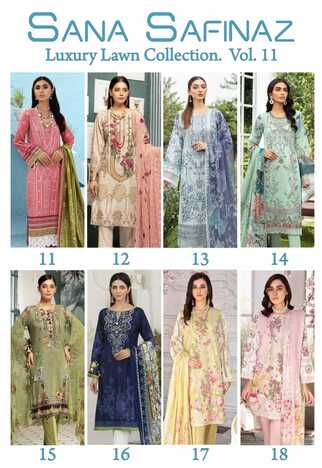 SANA SAFINAZ LUXURY LAWN COLLECTION VOL 11 PAKISTANI SUITS LATEST CATALOGUE