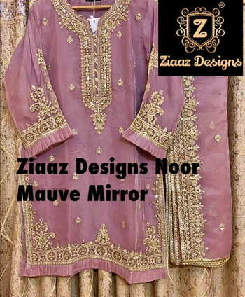 ZIAAZ DESIGNS NOOR MAUVE MIRROR SEMI STITCHED SUITS