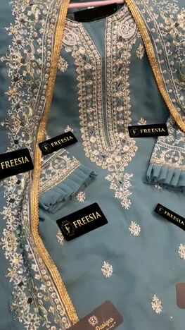 FREESIA DESIGNS BIN SAEED AQUA GEM GEORGETTE SUITS