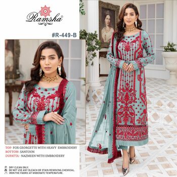 RAMSHA R 449 NX GEORGETTE PAKISTANI SALWAR SUITS CATALOGUE