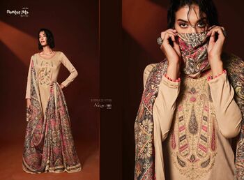 MUMTAZ ARTS NAZM VISCOSE JAM SATIN EMBROIDERY SUITS SURAT