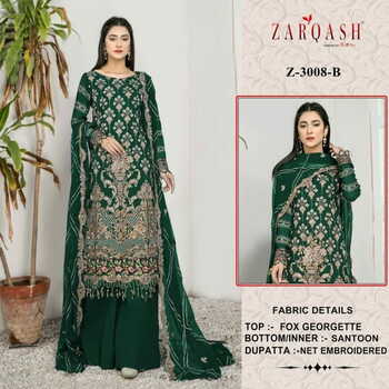 ZARQASH Z 3008 GEORGETTE EMBROIDERY SALWAR SUITS CATALOGUE