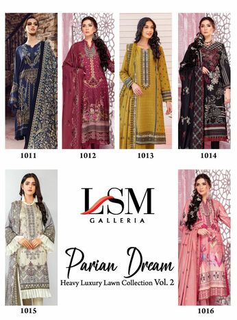 LSM GALLERIA PARIAN DREAM VOL 2 PURE LAWN KARACHI SUITS CATALOGUE