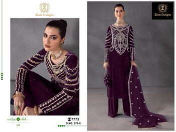 ZIAAZ DESIGNS D.NO 370 VELVET PAKISTANI SALWAR KAMEEZ DISTRIBUTOR IN SURAT