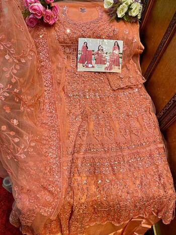 SERENE ALLURE PAKISTANI ANARKALI NET EMBROIDERY SUITS AT WHOLESALE