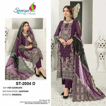 SANIYA TRENDZ ST 2004 HIT GEORGETTE EMBROIDERY SUITS CATALOGUE