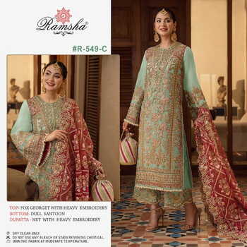 RAMSHA PRESENT R 549 NX GEORGETTE EMBROIDERY PAKISTANI SUITS