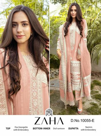 ZAHA MALIKA VOL 3 GEORGETTE EMBROIDEREY SUITS AT SURAT