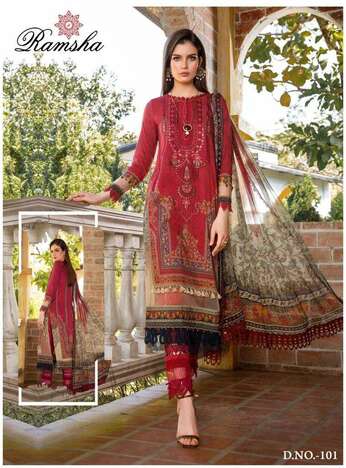 RAMSHA PRESENT FARASHA LAWN COTTON PAKISTANI SUITS WHOLESALE