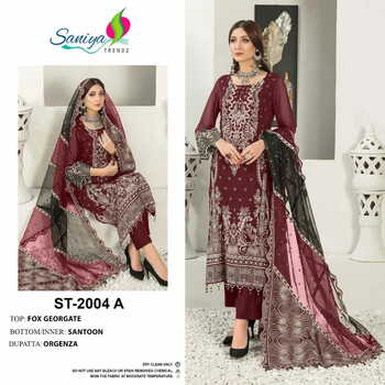 SANIYA TRENDZ ST 2004 HIT GEORGETTE EMBROIDERY SUITS CATALOGUE