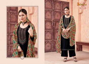 JAIMALA NIGAAR BLACK BEAUTY RAYON SLUB EMBROIDEY SUITS BY ALOK SUITS