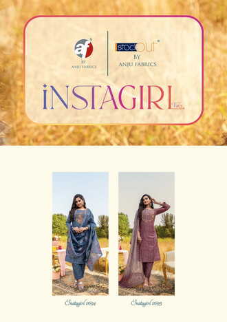 ANJU FABRICS INSTA GIRL VOL 3 VISCOSE EMBROIDERY DESIGNER 3 PCS SET CATALOGUE