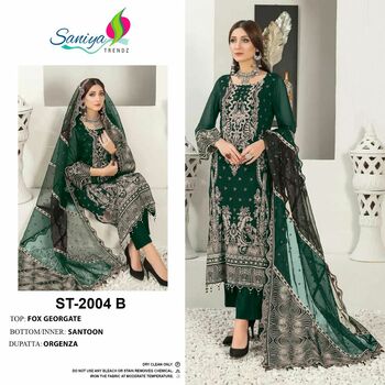 SANIYA TRENDZ ST 2004 HIT GEORGETTE EMBROIDERY SUITS CATALOGUE