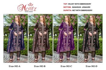 MOTIFZ D.NO 382 VELVET PAKISTANI SALWAR SUITS WHOLESALER IN SURAT