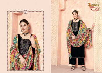 JAIMALA NIGAAR BLACK BEAUTY RAYON SLUB EMBROIDEY SUITS BY ALOK SUITS