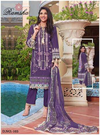 RAMSHA PRESENT FARASHA LAWN COTTON PAKISTANI SUITS WHOLESALE