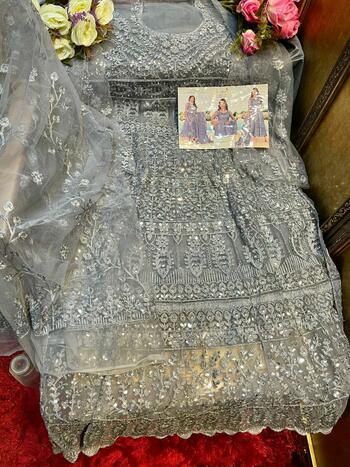 SERENE ALLURE PAKISTANI ANARKALI NET EMBROIDERY SUITS AT WHOLESALE