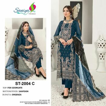 SANIYA TRENDZ ST 2004 HIT GEORGETTE EMBROIDERY SUITS CATALOGUE