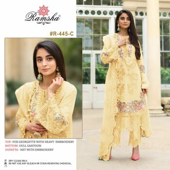 RAMSHA PRESENT R 444 COLOURS GEORGETTE PAKISTANI SUITS CATALOGUE