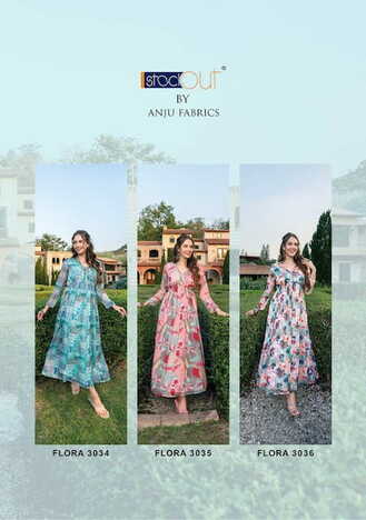 ANJU FABRICS FLORA VOL 2 HANDWORK STYLISH GOWNS NEW COLLECTION 2023