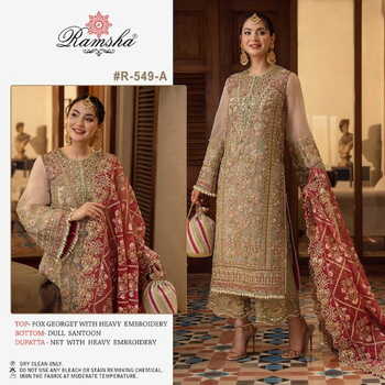 RAMSHA PRESENT R 549 NX GEORGETTE EMBROIDERY PAKISTANI SUITS