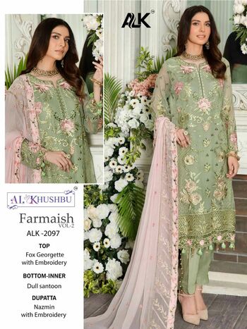 AL KHUSHBU FARMAISH VOL 2 FOUX GEORGETTE EMBROIDERY SUITS CATALOGUE