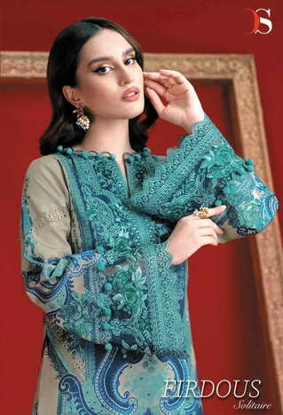 DEEPSY SUITS FIRDOUS SOLITAIRE COTTON EMBROIDERY PAKISTANI SUITS CATALOGUE