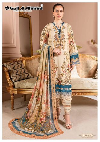 GULL AAHMED AZURE PAKISTANI KARACHI LAWN SUITS SUPPLIER SURAT