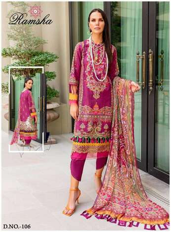 RAMSHA PRESENT FARASHA LAWN COTTON PAKISTANI SUITS WHOLESALE