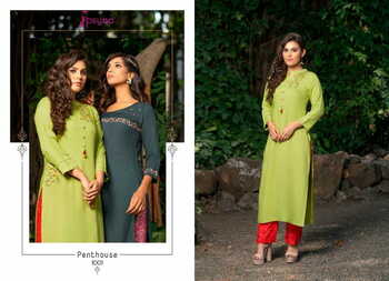 PSYNA PENTHOUSE RAYON SLUB HANDWORK KURTIS MANUFACTURER