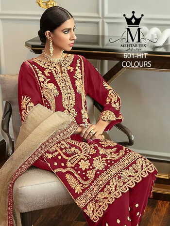 MEHTAB TEX 601 HIT COLOURS GEORGETTE PAKISTANI SUITS LATEST CATALOGUE