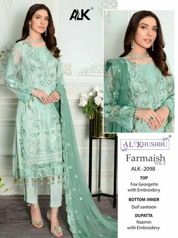 AL KHUSHBU FARMAISH VOL 2 FOUX GEORGETTE EMBROIDERY SUITS CATALOGUE