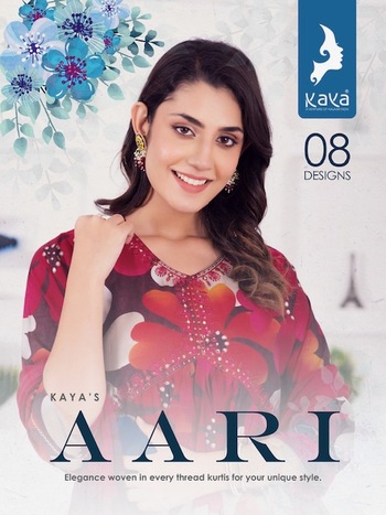 KAYA KURTI AARI READYMADE FOIL PRINT KURTIS CATALOGUE DISTRIBUTOR IN SURAT