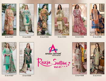 APANA COTTON RAZIA SULTAN VOL 41 COTTON PRINT KARACHI SUITS AT BEST PRICE