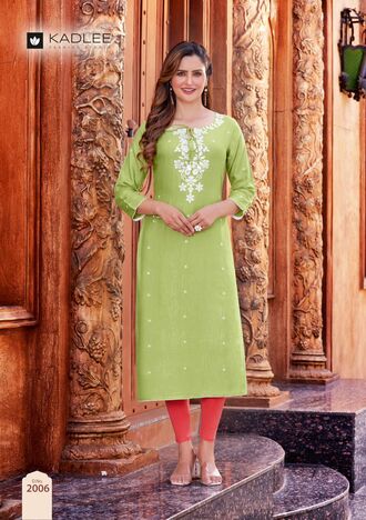 KADLEE TORAN LATEST RAYON THREAD WORK KURTIS BY MITTOO