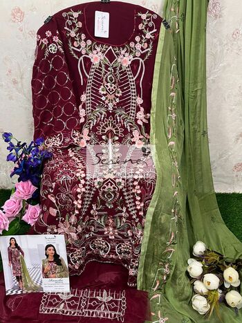 SERENE RAMSHA MINHAL FOUX GEORGETTE PAKISTANI SUITS CATALOGUE