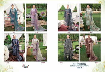 SHREE FABS CHEVRON LUXURY LAWN COLLECTION VOL 9 2377 TO 2384 SERIES PAKISTANI SUITS