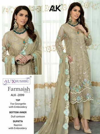 AL KHUSHBU FARMAISH VOL 2 FOUX GEORGETTE EMBROIDERY SUITS CATALOGUE