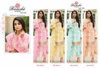 RAMSHA PRESENT R 444 COLOURS GEORGETTE PAKISTANI SUITS CATALOGUE