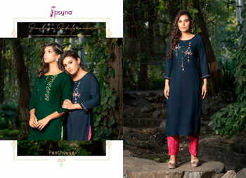 PSYNA PENTHOUSE RAYON SLUB HANDWORK KURTIS MANUFACTURER