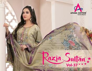 APANA COTTON RAZIA SULTAN VOL 37 COTTON PRINTED KARACHI SUITS CATALOGUE