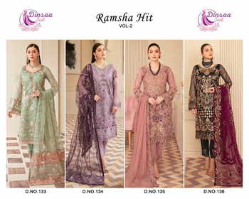 DINSAA SUIT RAMSHA HIT VOL 2 FOUX GEORGETTE PAKISTANI SUITS CATALOGUE