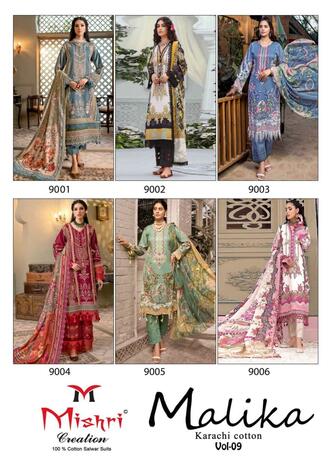 MISHRI CREATION MALIKA VOL 9 COTTON PRINTED KARACHI SUITS BEST PRICE