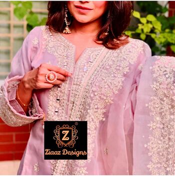 ZIAAZ DESIGNS NOOR MAUVE MIRROR SEMI STITCHED SUITS