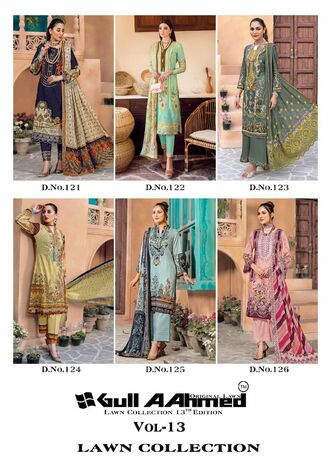 GULL AAHMED VOL 13 LAWN KARACHI SUITS CATALOGUE