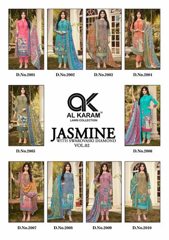 AL KARAM JASMINE VOL 2 SOFT COTTON DIGITAL PRINT KARACHI SUITS CATALOGUE