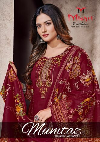 MISHRI CREATION MUMTAZ VOL 11 PURE COTTON PRINTED KARACHI SUITS CATALOGUE